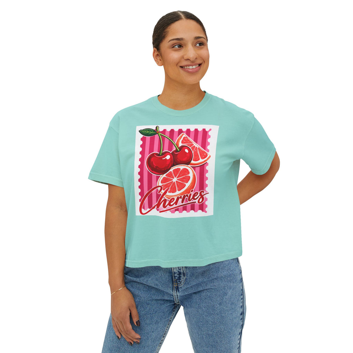 Women's Cherries Graphic Boxy Tee