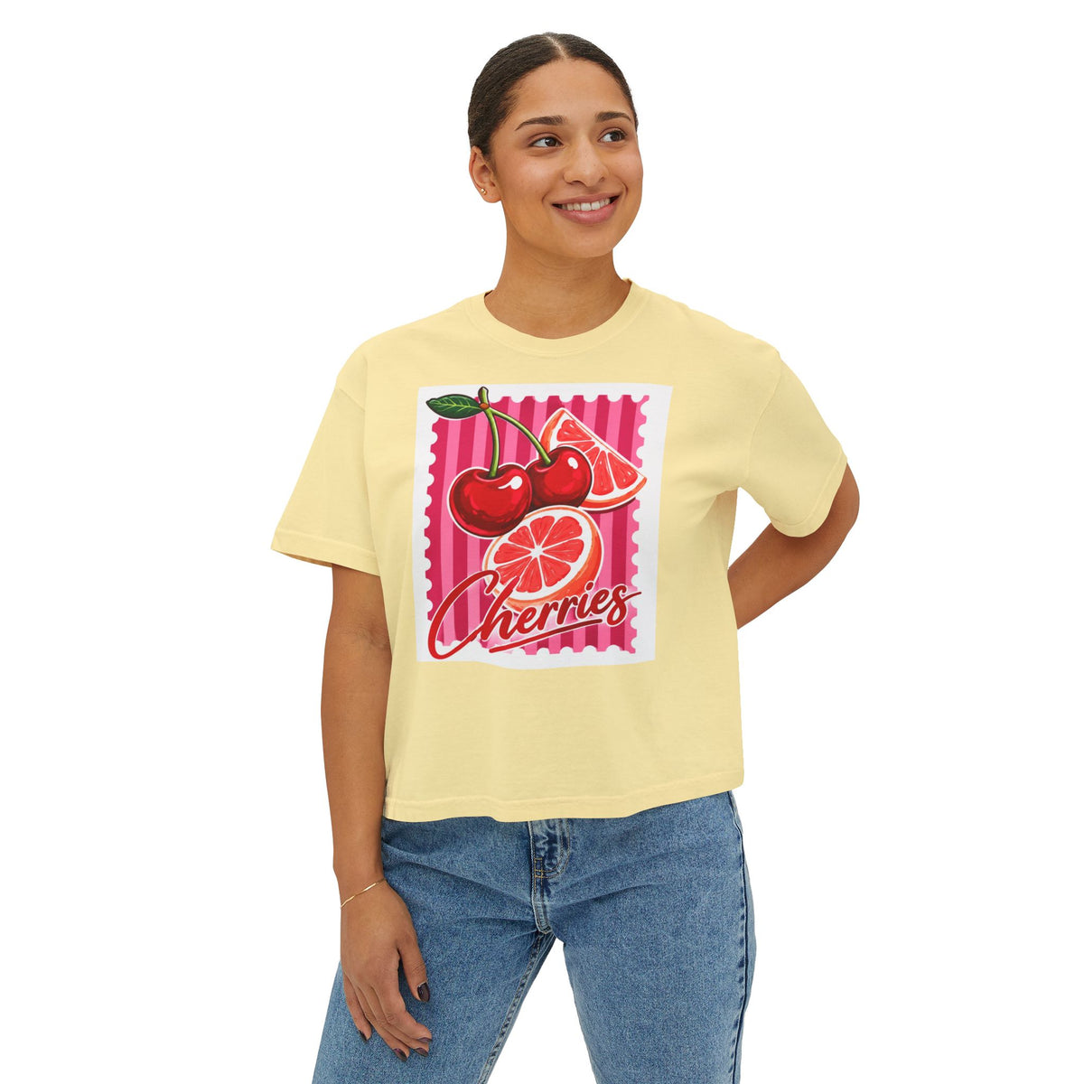 Women's Cherries Graphic Boxy Tee