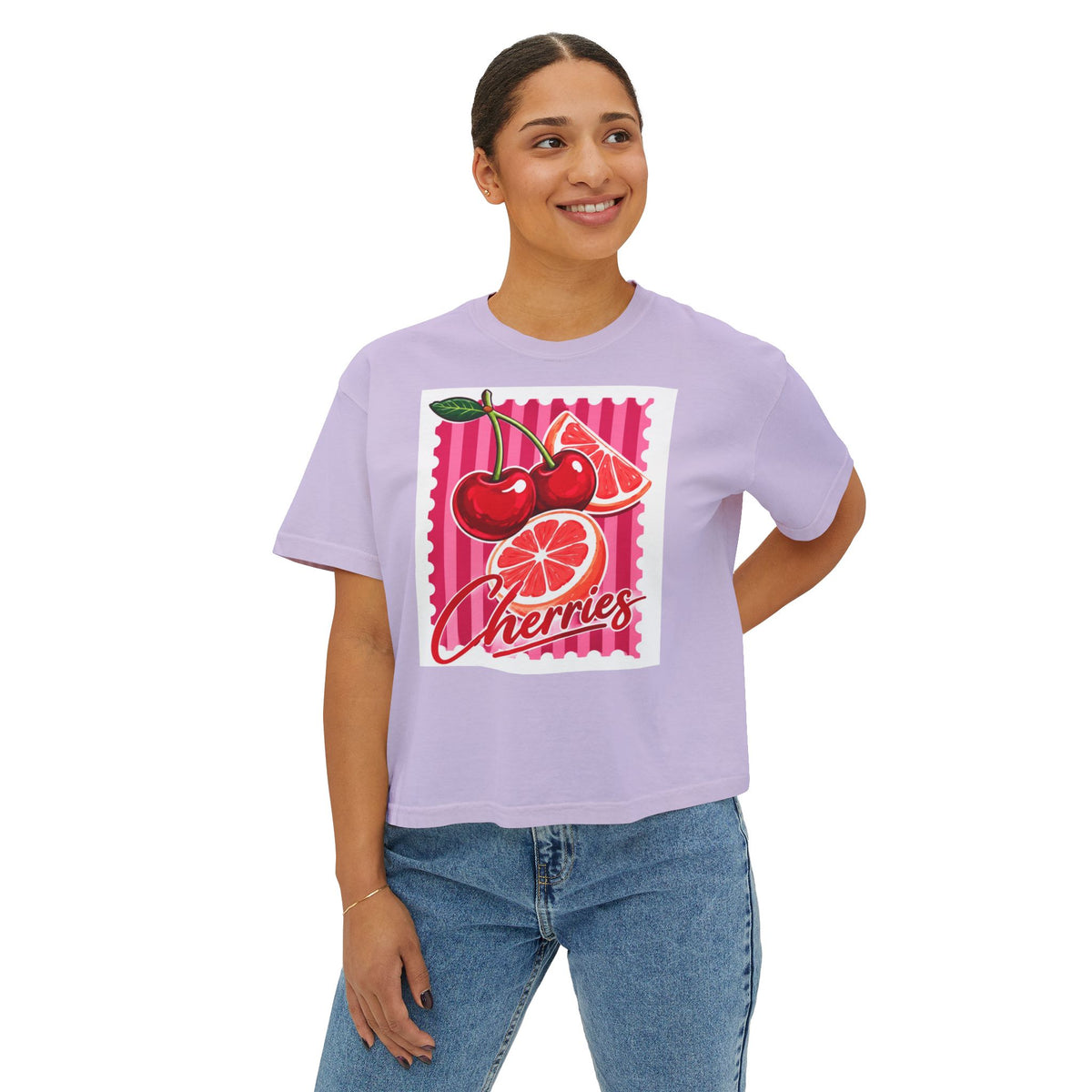Women's Cherries Graphic Boxy Tee