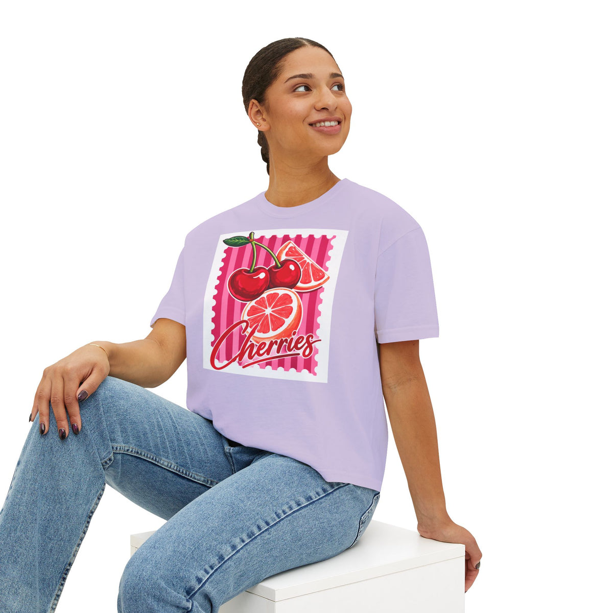 Women's Cherries Graphic Boxy Tee