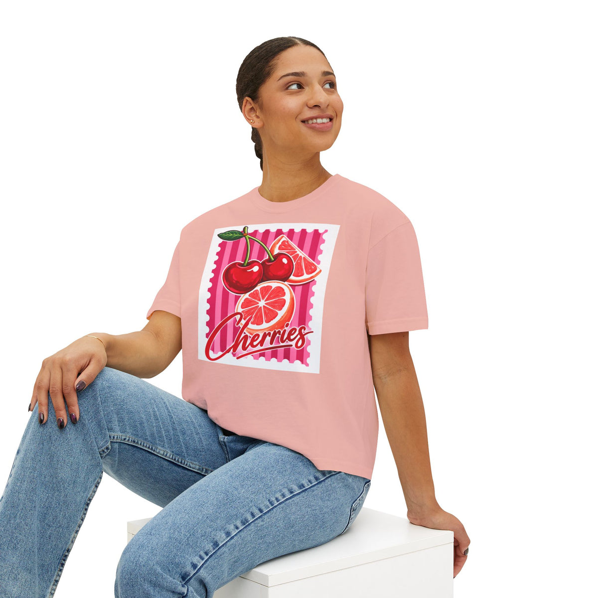 Women's Cherries Graphic Boxy Tee