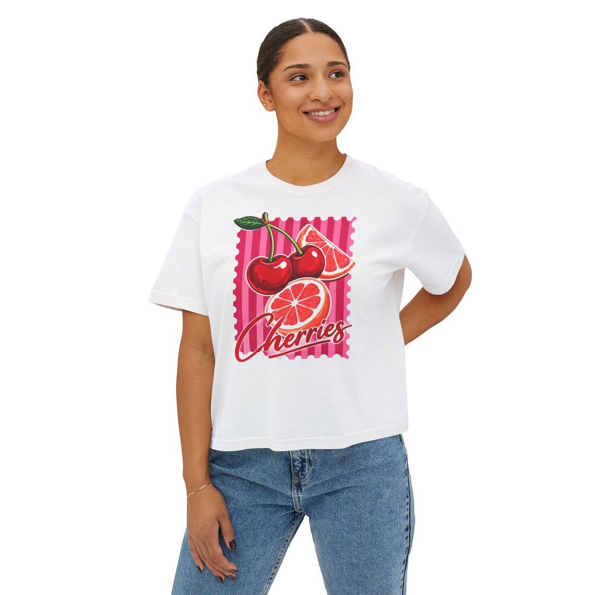 Women's Cherries Graphic Boxy Tee