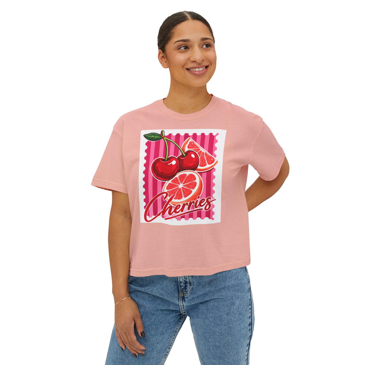 Women's Cherries Graphic Boxy Tee