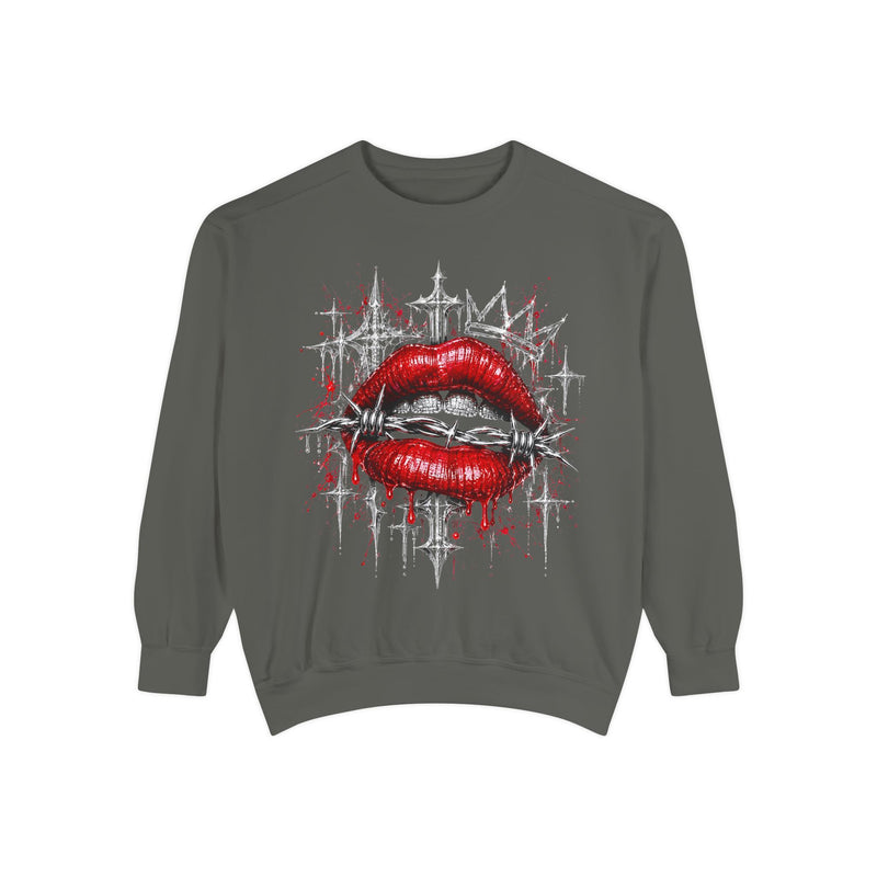 Gothic Red Lips Graphic Sweatshirt